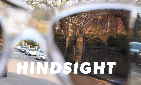 HindSight logo over an image of HindSight glasses