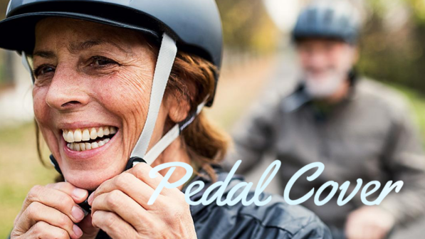 Female putting on a helmet