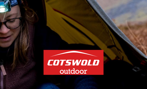 Cotswold Outdoor Logo with picture of man camping