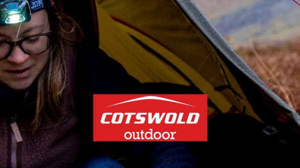 Cotswold Outdoor Logo with picture of a person camping