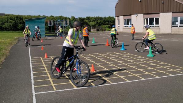 cycle skills session in school playground