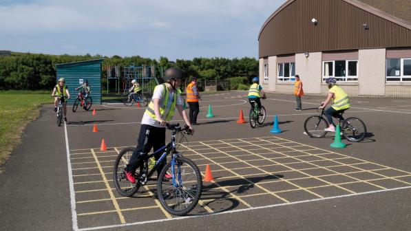 cycle skills session in school playground