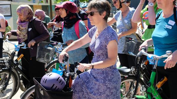 Group of women on bikes