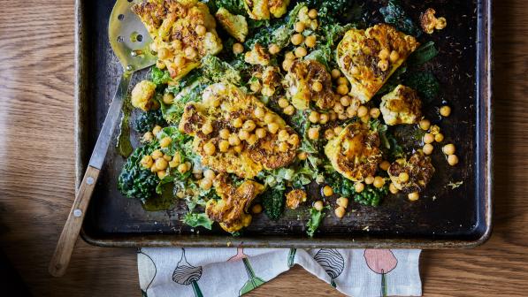 CURRIED CAULIFLOWER,  CHICKPEA AND KALE SALAD - Pg 90 - The Cycling Chef Plant-Powered Performance.jpg
