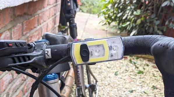 See.Sense ICON3 front light attached to the handle bars of a bike