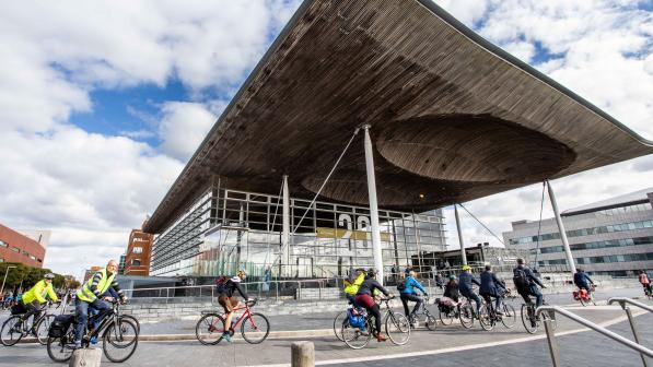 Cycle on the Senedd.