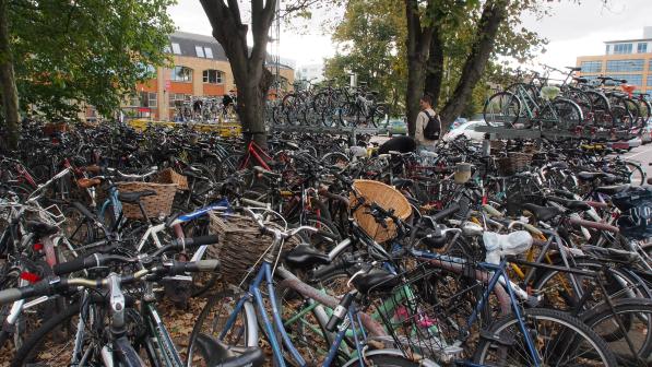 Hundreds of bikes at a cycle parking area in Cambridge 