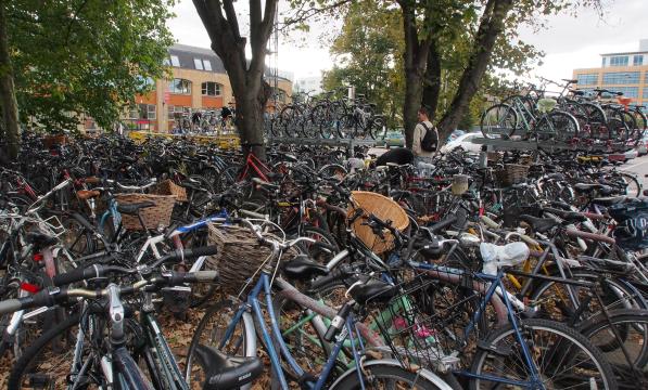 Hundreds of bikes at a cycle parking area in Cambridge 