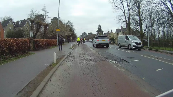 Disintegrating road in Cambridge 