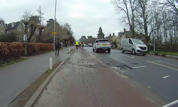 Disintegrating road in Cambridge 