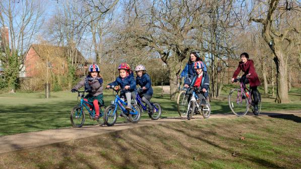 Children learning the fun side of cycling at an early age