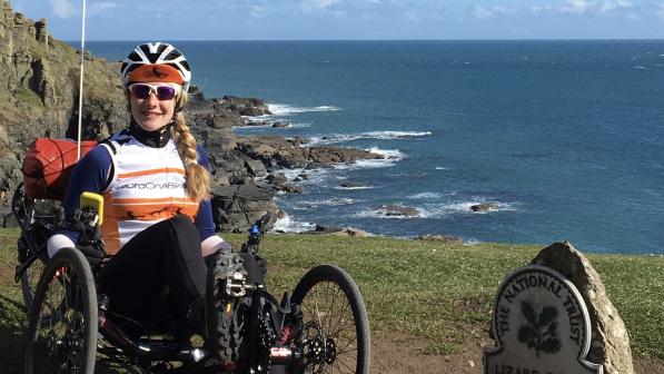 Natalie at Lizard Point on the Cornish coast