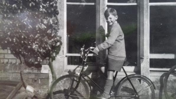 Josie Dew's father on his bike in 1939