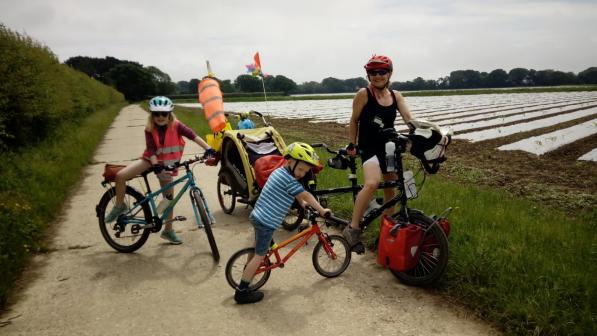 Family riding on the Salterns Way