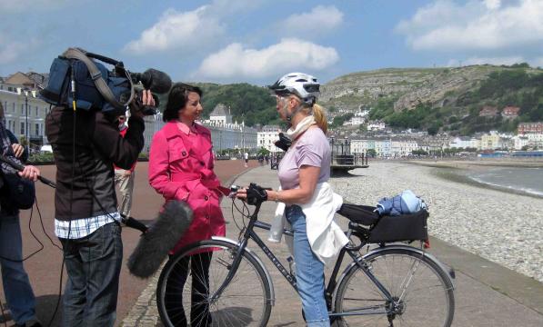 BBC Wales Moira Duncan on Llandudno Promenade