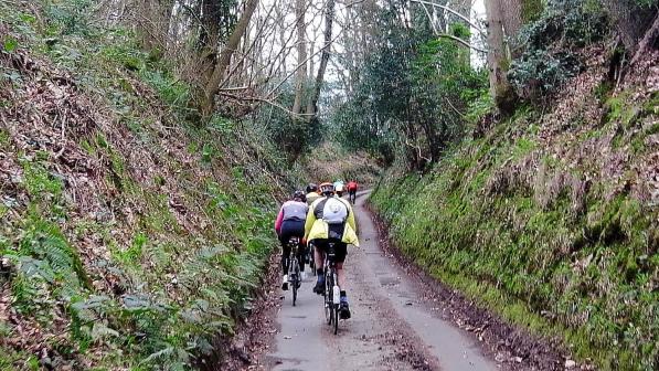 Riders on a sunken lane in Surrey. Photo by Mark Waters