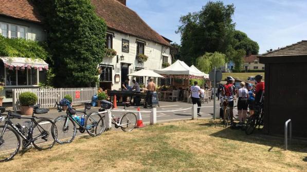 Village green at Finchingfield in Essex - a favourite stop for cyclists