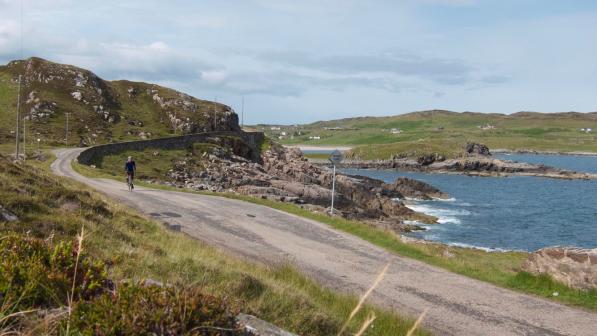 Riding alongside one of the many lochs