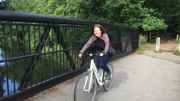 Cherry on her morning commute riding an ebike