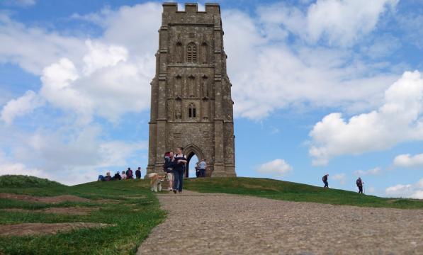 At the top of Glastonbury Tor