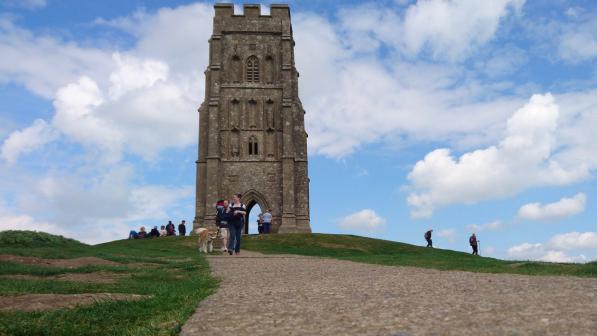 At the top of Glastonbury Tor