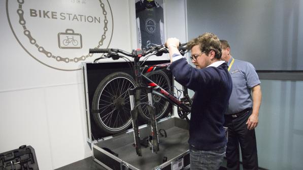 Boxing a bike using Eurostar's facilities at St Pancras