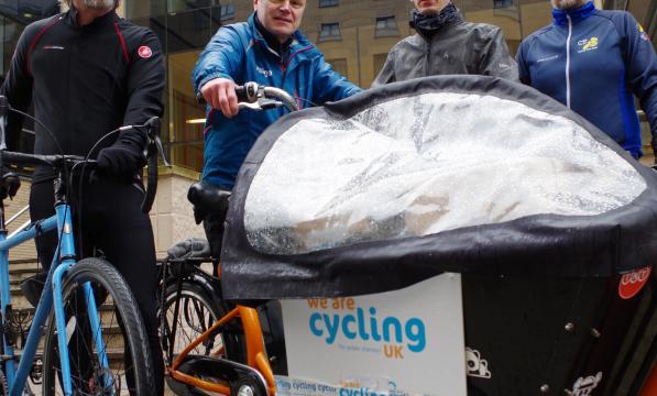 Cycling UK deliver the letters by cargo bike 