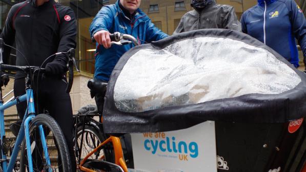 Cycling UK deliver the letters by cargo bike 