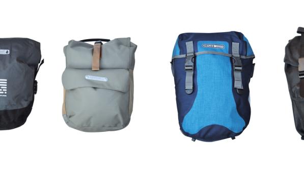 Four small panniers by (from left): Altura, Brooks, Ortlieb and Carradice