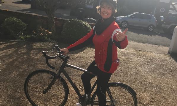 Judith Stewart on her road bike
