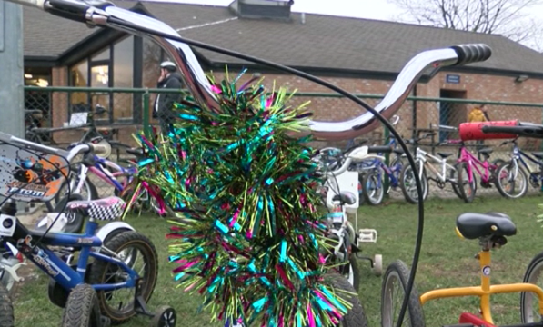 Bikes covered in tinsel