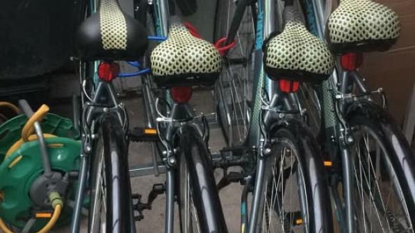 Bikes belonging to the Liverpool Ladies cycling group