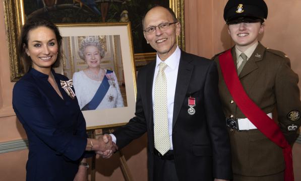 Malcolm Margolis receives his award from the Lord Lieutenant of North Yorkshire