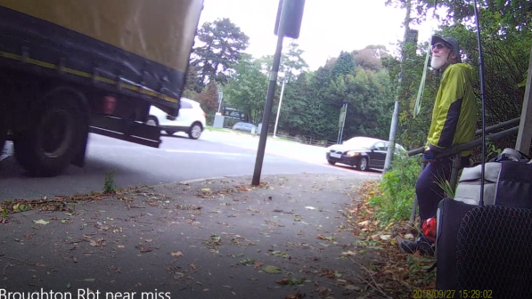 Campaigner Matt Hodges at a dangerous roundabout