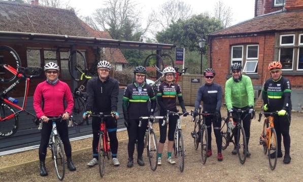 Members of Wokingham Cycle Club at the Velolife cafe