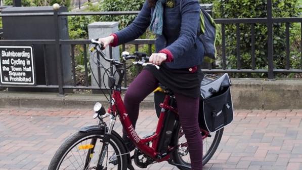 Mags on her e-bike