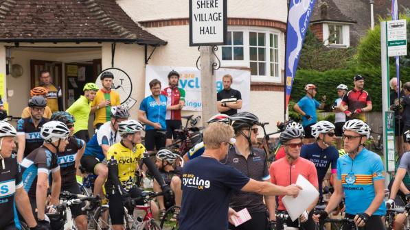 An event organiser and riders.  Photo by Ian Stratton