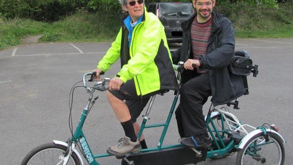 Beatrice and her son Doug enjoying riding together