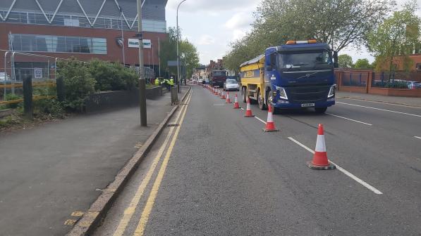 A temporary cycle lane in Leicester - could Belfast follow suit?