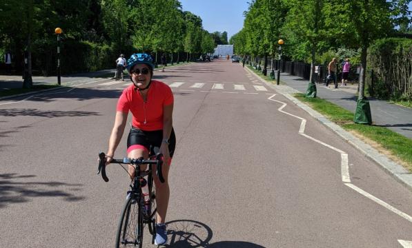 Nurse Mónica Reus Boccherini on her bike