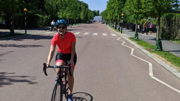 Nurse Mónica Reus Boccherini on her bike