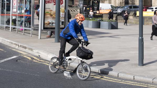 Commuter cycling to work