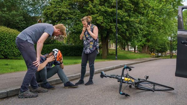 A cyclist is injured after a road collision 