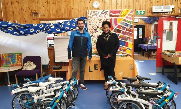 Brompton bikes ready for action at a community group in Lambeth, south London