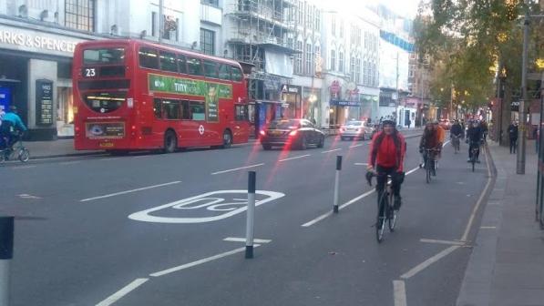 Kensington High Street cycle lane