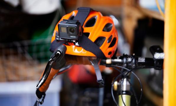 cycle helmet with camera attached