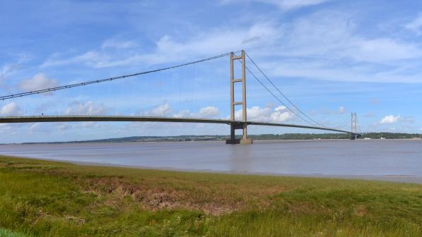 Suspension bridge across the Humber on a sunny day