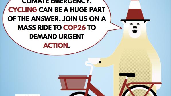 Poster for pedal on cop26 Edinburgh to Glasgow