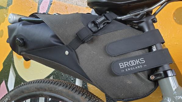 The Brooks Scape Seat Bag attached to a bike