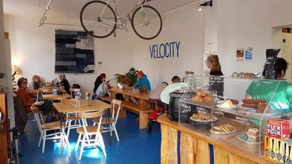 Discussion and refreshment at the Velocity Cycle Cafe